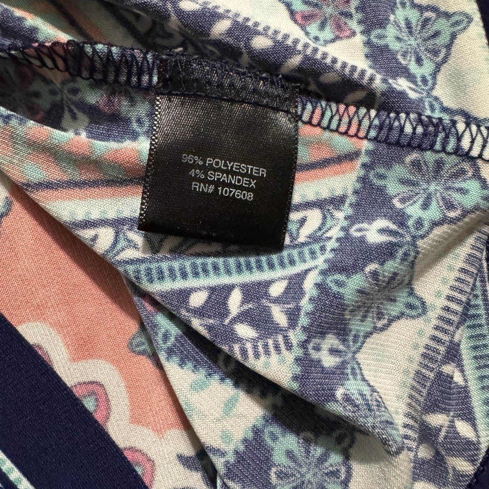💜 💜Liz Claiborne Coral and Navy Patterned Dress - Picture 6 of 6